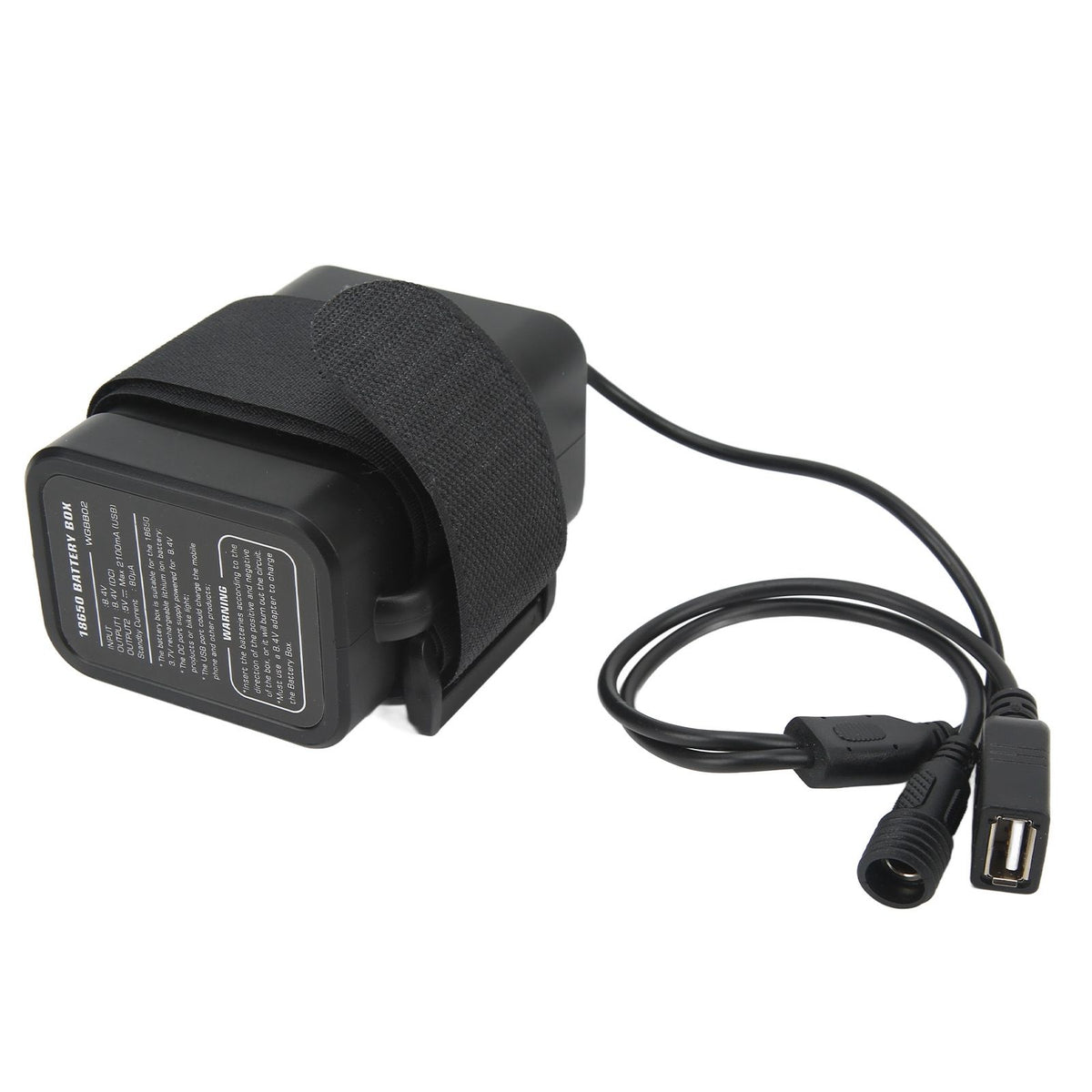 Battery Charge Case Box ABS Waterproof 8.4V for 6pcs 18650 Lithium Batteries USB DC Two Ports with Cable for Outdoor Traveling Camping