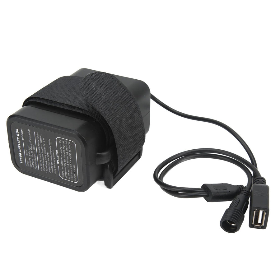 Battery Charge Case Box ABS Waterproof 8.4V for 6pcs 18650 Lithium Batteries USB DC Two Ports with Cable for Outdoor Traveling Camping