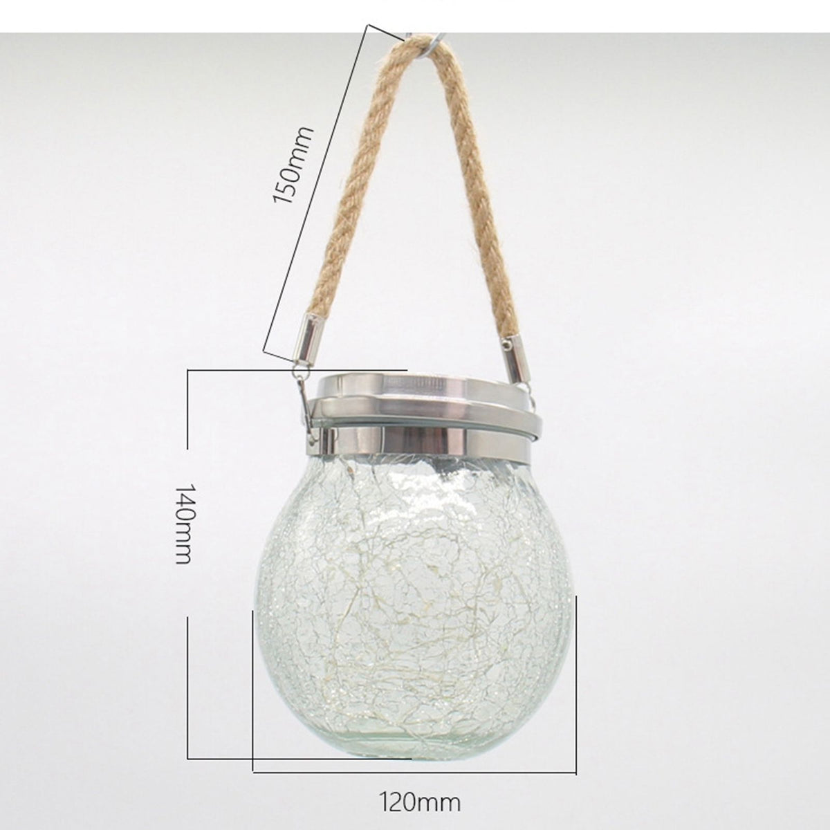 Cracked Glass Solar Lantern 30 LEDs Waterproof Outdoor Solar Hanging Jar Light for Patio Courtyard Festival Warm White