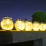 Cracked Glass Solar Lantern 30 LEDs Waterproof Outdoor Solar Hanging Jar Light for Patio Courtyard Festival Warm White - Close-Up Angle
