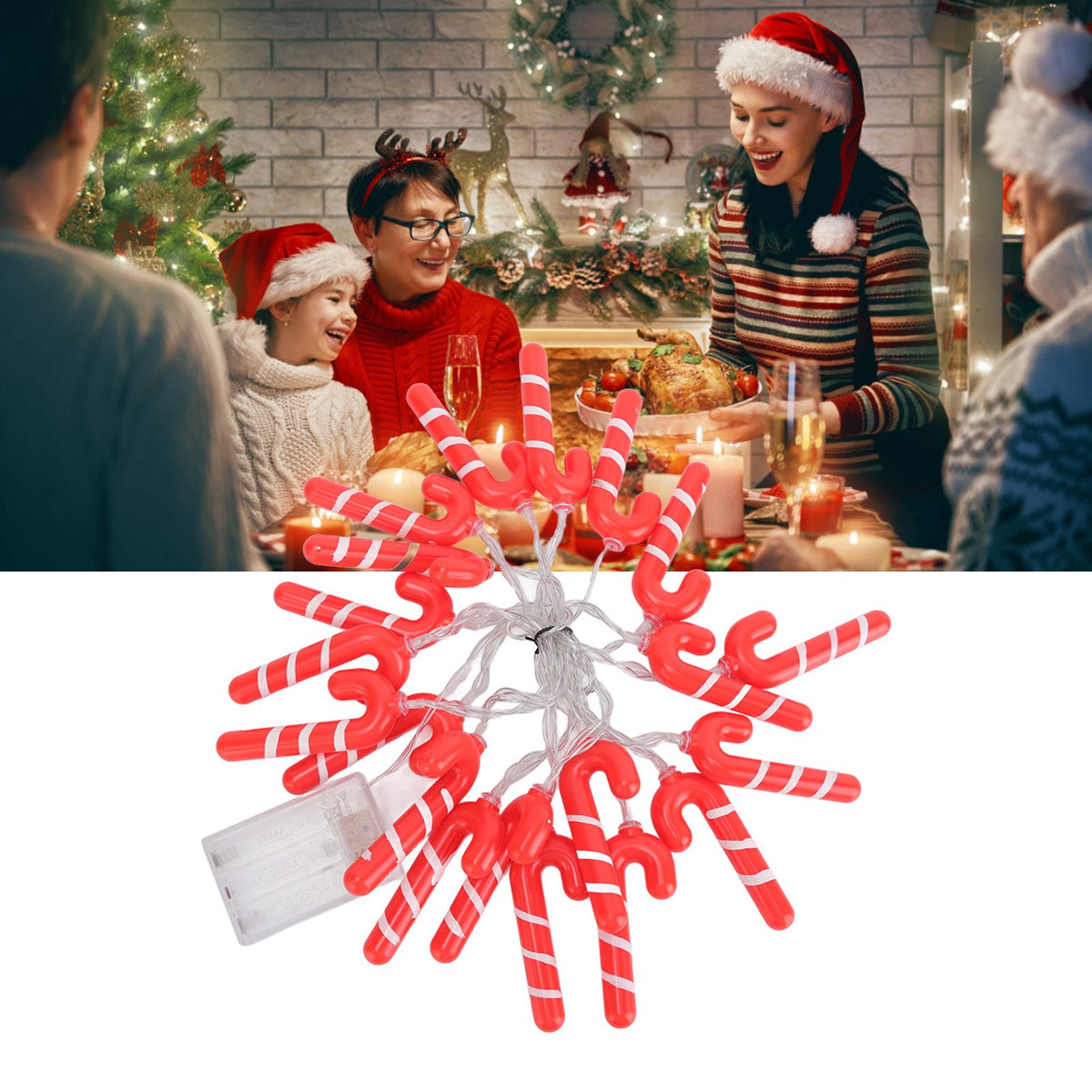9.8ft 20LED Christmas Candy Cane String Lights J Shape LED String Lights for Room Decoration Holiday Festival