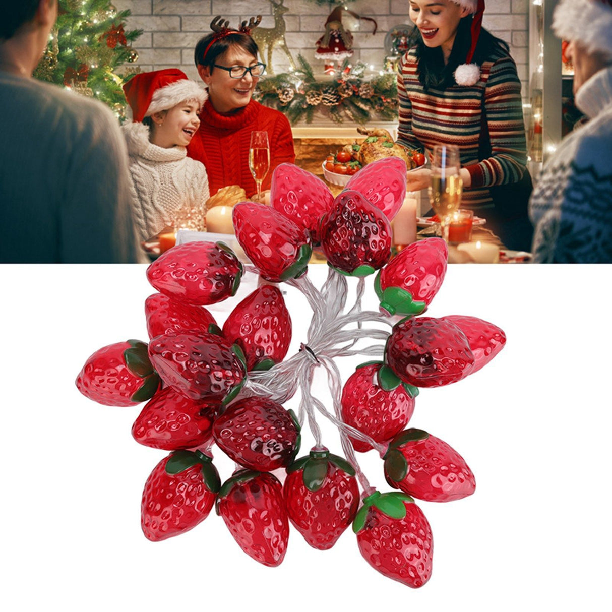 9.8ft 20LEDs Fruit String Lights Battery Operated Strawberry Lamp String Lights for Christmas Parties