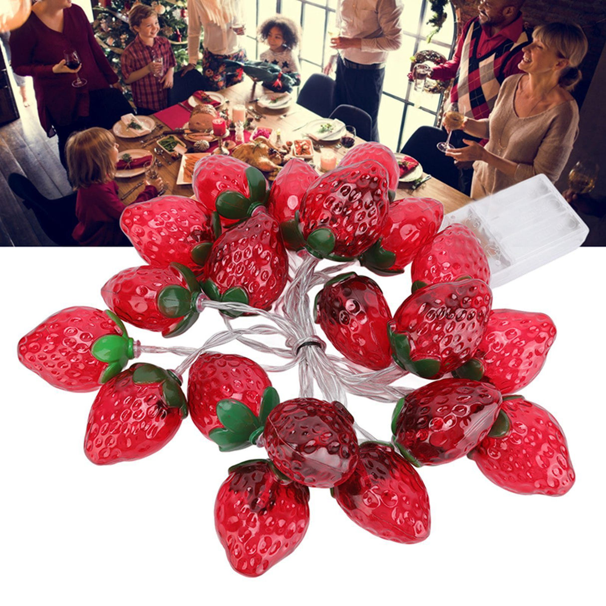 9.8ft 20LEDs Fruit String Lights Battery Operated Strawberry Lamp String Lights for Christmas Parties