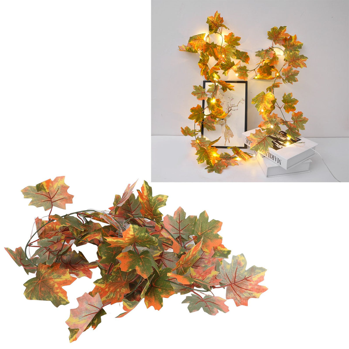 LED Maple Leaves String Light Plastic 2.2m 20LEDs Warm Light Autumn Decoration for Festival Party Garden