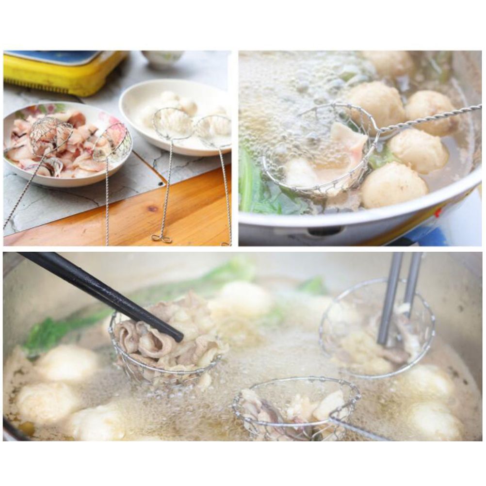 Fondue Sieve Stainless Steel Fondue Strainer with Long Handle Kitchen Colander