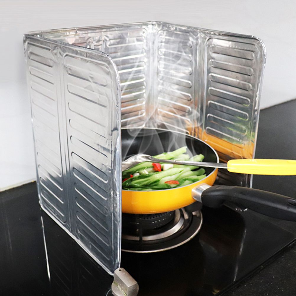 3 Sided Splatter Guard Kitchen Splatter Shield Foldable Oil Proof Plate Board Aluminum Foil Oil Guard