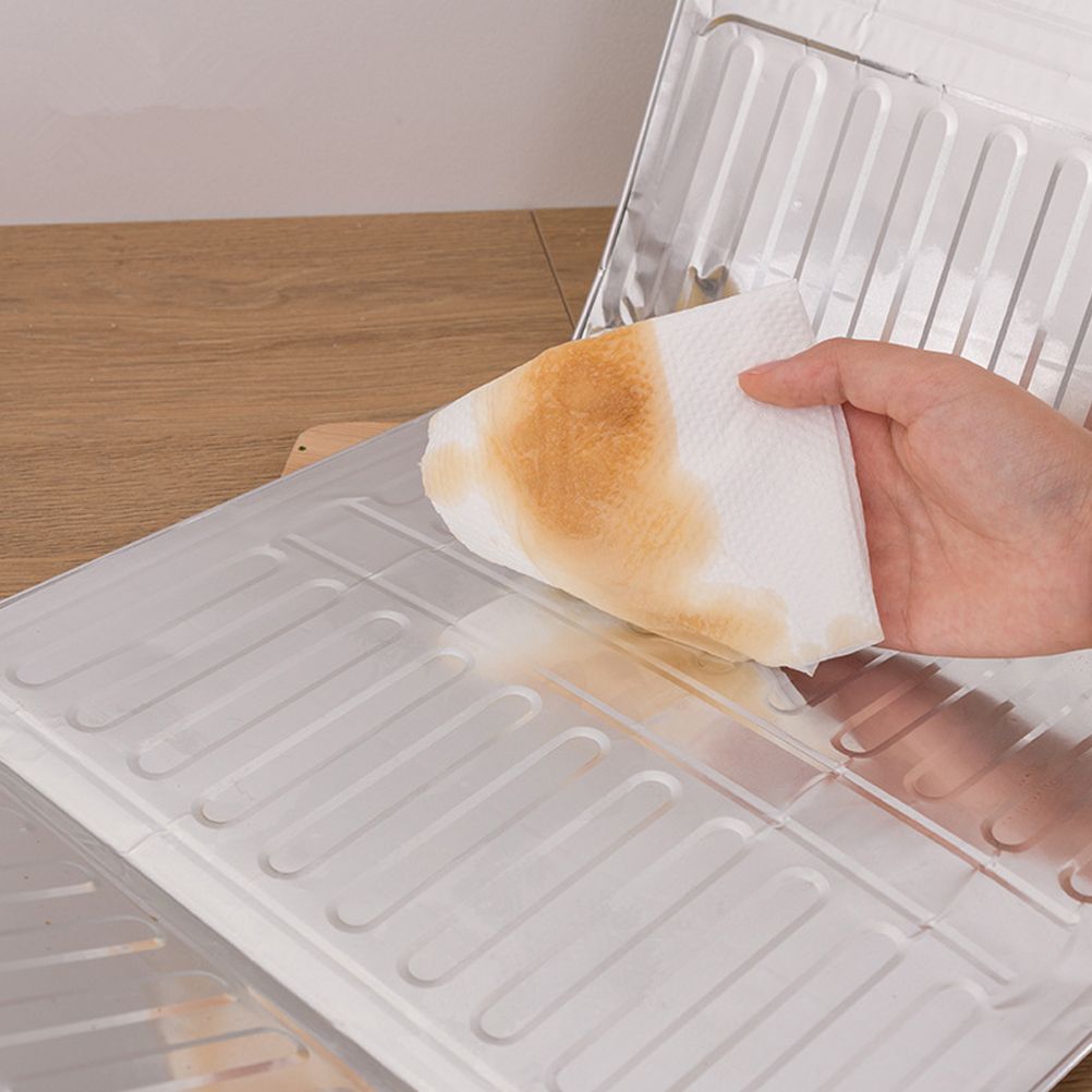 3 Sided Splatter Guard Kitchen Splatter Shield Foldable Oil Proof Plate Board Aluminum Foil Oil Guard