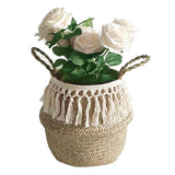 Natural Seagrass Storage Basket Foldable Woven Laundry Basket Handmade Straw Basket