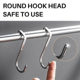 5pcs 304 Stainless Steel Cupboard Drawer Dual Hook Cabinet Hanger Towel Hooks Over Door Hooks for Clothes Hangers - Front View
