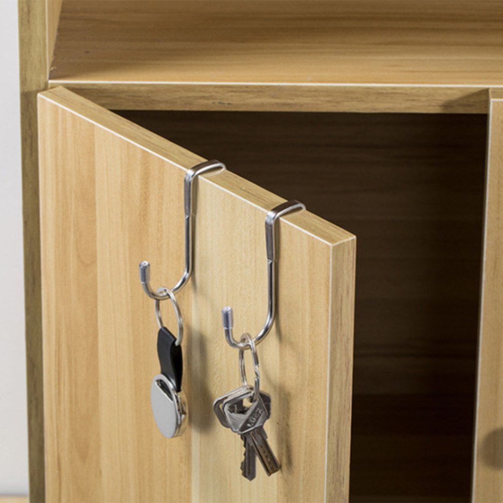 5pcs 304 Stainless Steel Cupboard Drawer Dual Hook Cabinet Hanger Towel Hooks Over Door Hooks for Clothes Hangers