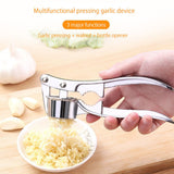 Multifunctional Garlic Press Mincer Ginger Crusher Peeler Squeezer Garlic Presser Professional Food Props - Rear View