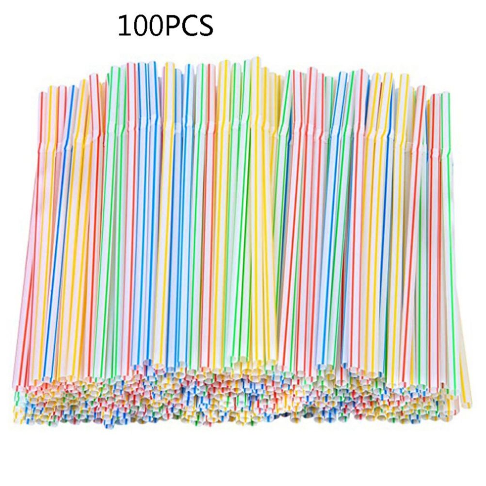 100PCS Disposable Drinking Straws Flexible Plastic Straws Practical Soy Milk Straw for Home Party Activity