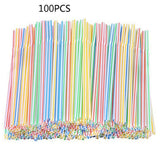 100PCS Disposable Drinking Straws Flexible Plastic Straws Practical Soy Milk Straw for Home Party Activity