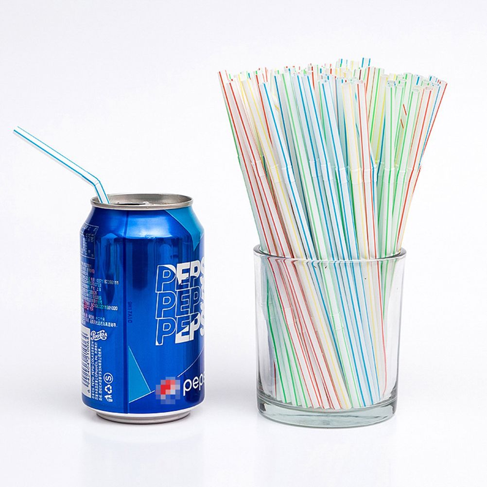100PCS Disposable Drinking Straws Flexible Plastic Straws Practical Soy Milk Straw for Home Party Activity
