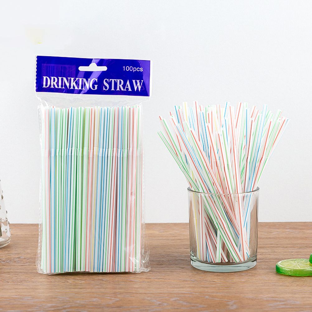 100PCS Disposable Drinking Straws Flexible Plastic Straws Practical Soy Milk Straw for Home Party Activity