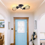 Double Head Wall Sconce Industrial Wire Cage Wall Light Vintage Style Wall Lamp - Side View