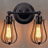 Double Head Wall Sconce Industrial Wire Cage Wall Light Vintage Style Wall Lamp - Rear View