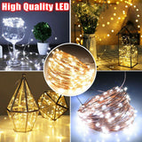10M LED Fairy String Lights Battery Powered Copper Wire Lamp Waterproof Xmas Decor - 45-Degree Angle