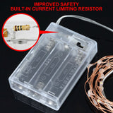 10M LED Fairy String Lights Battery Powered Copper Wire Lamp Waterproof Xmas Decor - Low Angle