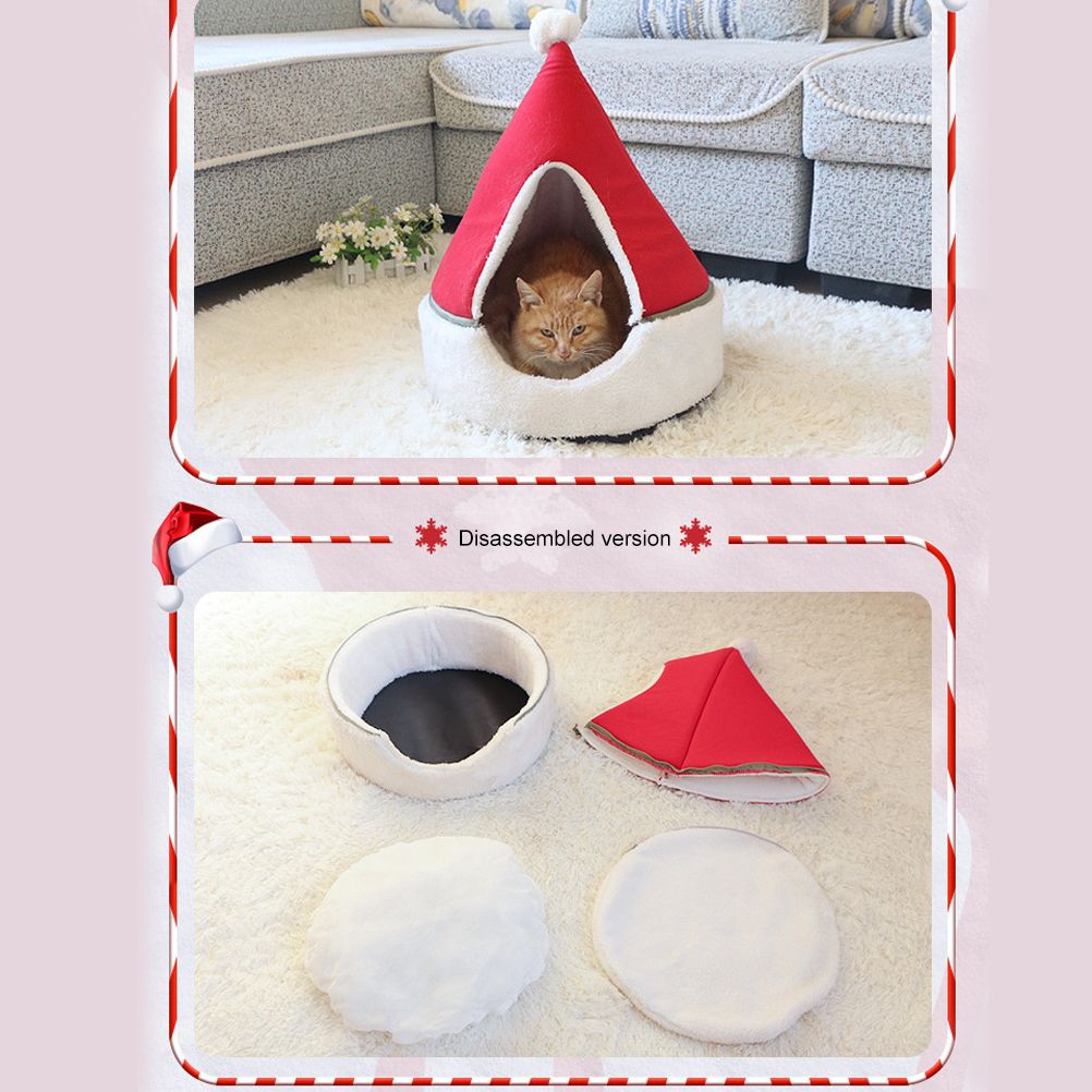 Cat Tent Cave Bed Christmas Tree Cat House Bed Comfortable Triangle Cat Bed Pet Tent House