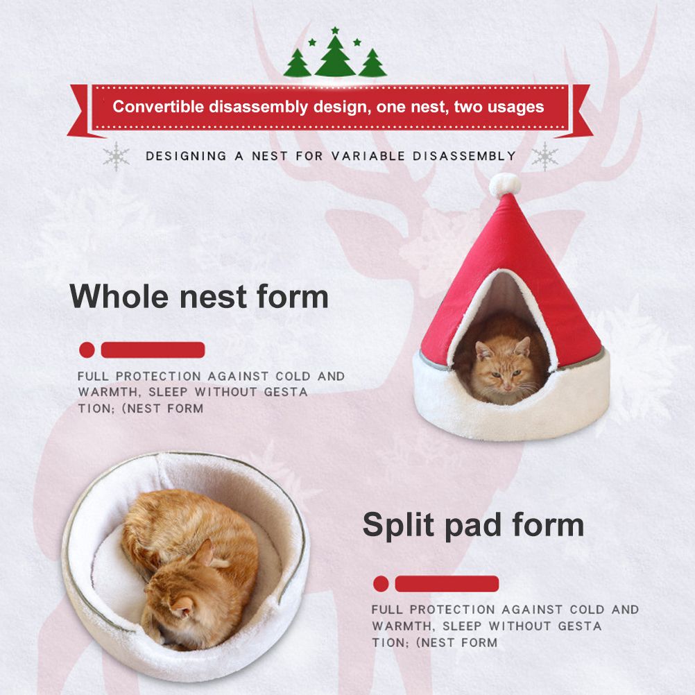 Cat Tent Cave Bed Christmas Tree Cat House Bed Comfortable Triangle Cat Bed Pet Tent House