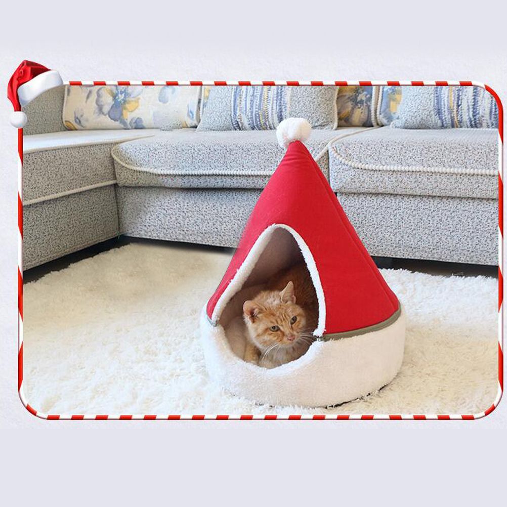 Cat Tent Cave Bed Christmas Tree Cat House Bed Comfortable Triangle Cat Bed Pet Tent House