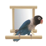 Stand Perch with Mirror for Parrot Pet Accessories Wooden Decorations