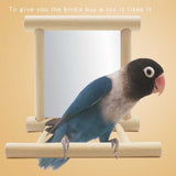 Stand Perch with Mirror for Parrot Pet Accessories Wooden Decorations
