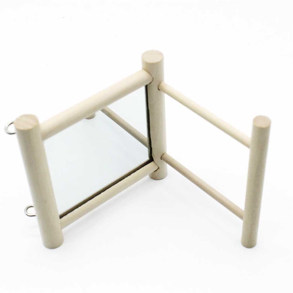 Stand Perch with Mirror for Parrot Pet Accessories Wooden Decorations