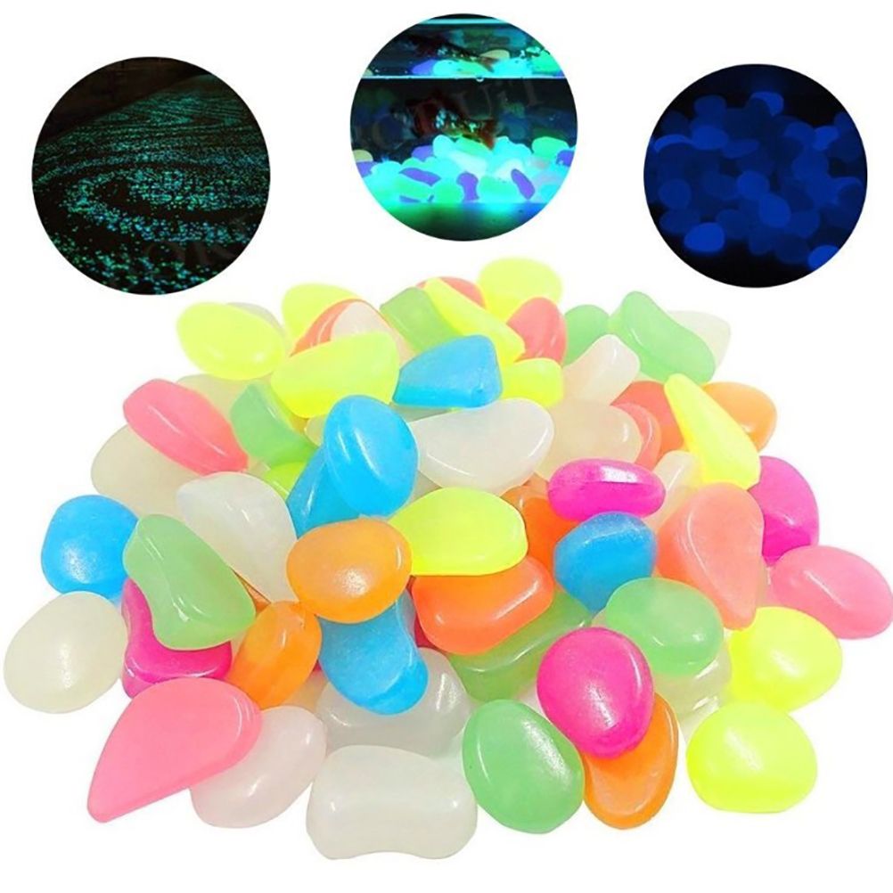 100PCS Luminous Pebbles DIY Decorative Luminous Stones Decorative Stones for Yard and Walkways Decor