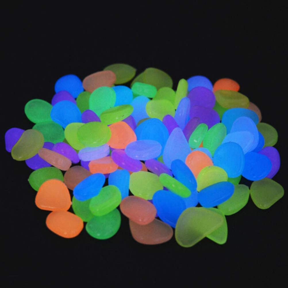 100PCS Luminous Pebbles DIY Decorative Luminous Stones Decorative Stones for Yard and Walkways Decor