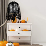 4PCS Halloween Tablecloth Bat Spider Webst Lace Cloth and Lamps Cover Halloween Decoration - Side View