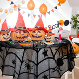 4PCS Halloween Tablecloth Bat Spider Webst Lace Cloth and Lamps Cover Halloween Decoration
