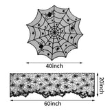4PCS Halloween Tablecloth Bat Spider Webst Lace Cloth and Lamps Cover Halloween Decoration - Rear View