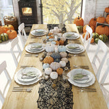 4PCS Halloween Tablecloth Bat Spider Webst Lace Cloth and Lamps Cover Halloween Decoration