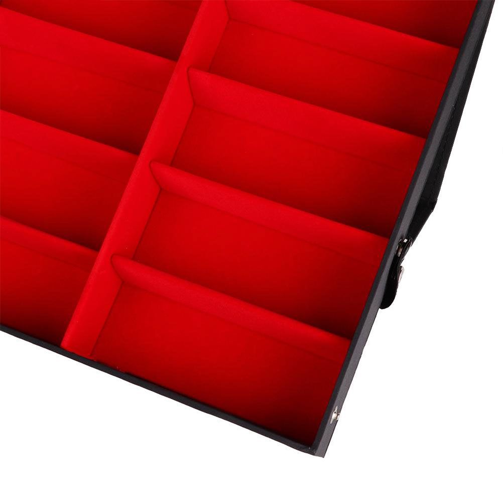 18 Grids PU Leather Eyeglass Glass Display Storage Cases Folding Cover Sunglasses Box Organizer Holder