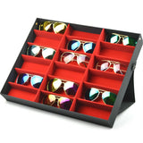 18 Grids PU Leather Eyeglass Glass Display Storage Cases Folding Cover Sunglasses Box Organizer Holder