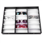 18 Grids PU Leather Eyeglass Glass Display Storage Cases Folding Cover Sunglasses Box Organizer Holder