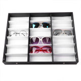 18 Grids PU Leather Eyeglass Glass Display Storage Cases Folding Cover Sunglasses Box Organizer Holder - Top-Down View