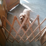 Pet Gate Retractable Adjustable Dog Sliding Door Wood Indoor Dog Gate Doorway Stairs Pet Puppy Safety Fence - Top-Down View