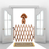 Pet Gate Retractable Adjustable Dog Sliding Door Wood Indoor Dog Gate Doorway Stairs Pet Puppy Safety Fence - Low Angle