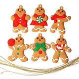 6PCS Gingerbread Man Ornaments Traditional Gingerbread Man Doll Hanging Christmas Tree Ornament Holiday Decorations