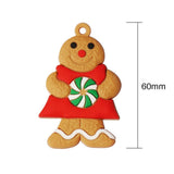 6PCS Gingerbread Man Ornaments Traditional Gingerbread Man Doll Hanging Christmas Tree Ornament Holiday Decorations - Side View