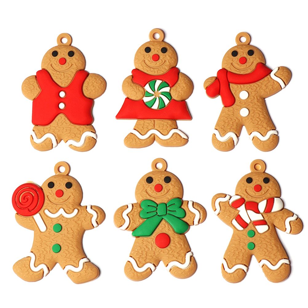 6PCS Gingerbread Man Ornaments Traditional Gingerbread Man Doll Hanging Christmas Tree Ornament Holiday Decorations