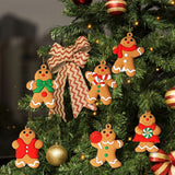 6PCS Gingerbread Man Ornaments Traditional Gingerbread Man Doll Hanging Christmas Tree Ornament Holiday Decorations