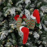 Christmas Santa Elf Legs Plush Stuffed Feet with Shoes Christmas Tree Decorative Ornament Christmas Decoration - Rear View