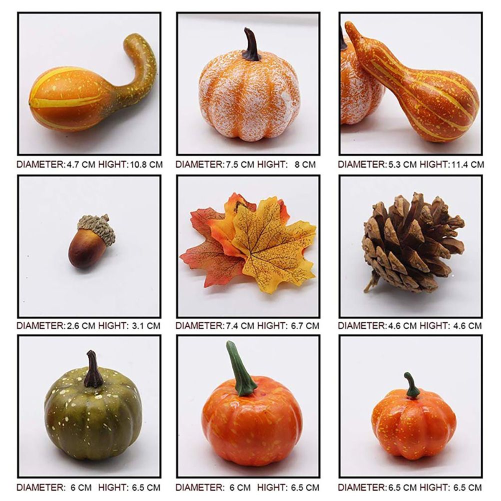 50pcs Halloween Decor Props Artificial Mini Pumpkin Berries Maple Leaf DIY Craft for Halloween Party Decoration