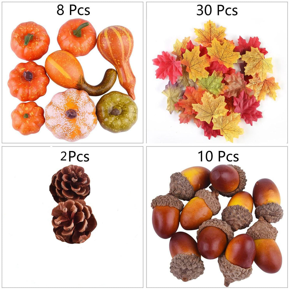 50pcs Halloween Decor Props Artificial Mini Pumpkin Berries Maple Leaf DIY Craft for Halloween Party Decoration