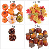 50pcs Halloween Decor Props Artificial Mini Pumpkin Berries Maple Leaf DIY Craft for Halloween Party Decoration