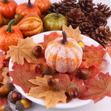 50pcs Halloween Decor Props Artificial Mini Pumpkin Berries Maple Leaf DIY Craft for Halloween Party Decoration - Low Angle